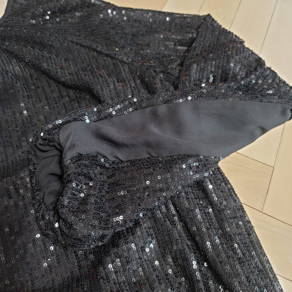 Torrid Black Sequin Bubble Hem Blouse Size 1 - Picture 7 of 11